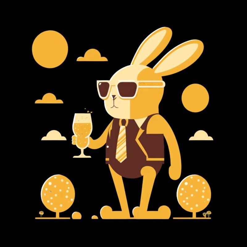 Cooler Hase mit Bier und Sonnenbrille lustig