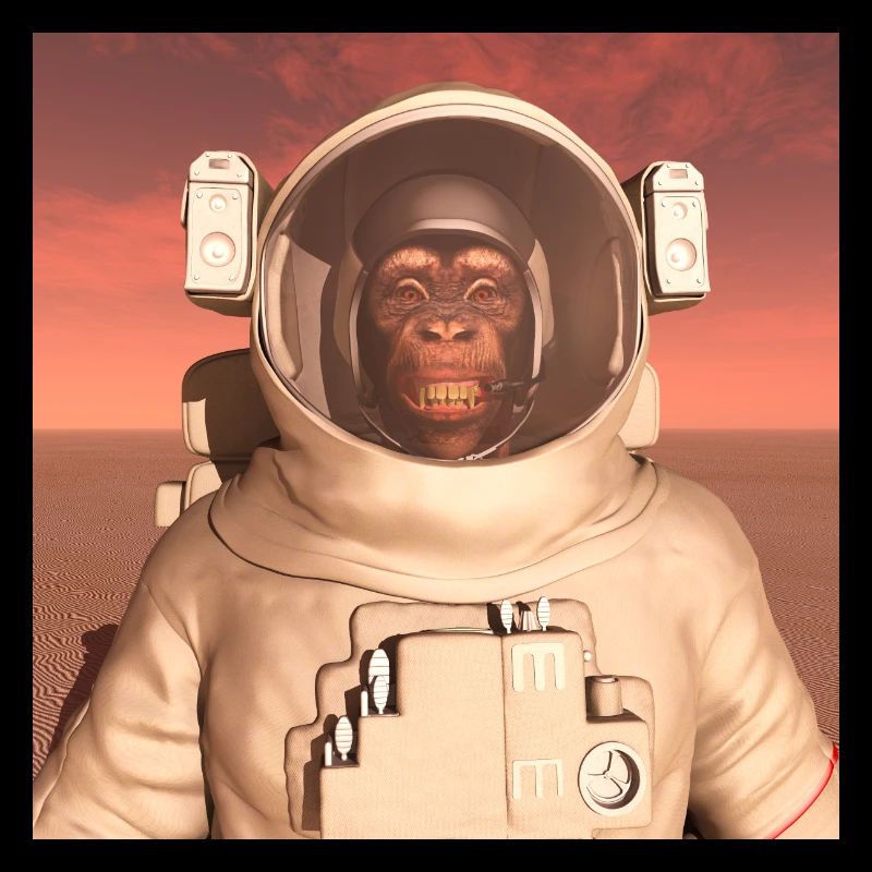 Chimpanzee in spacesuit on Mars