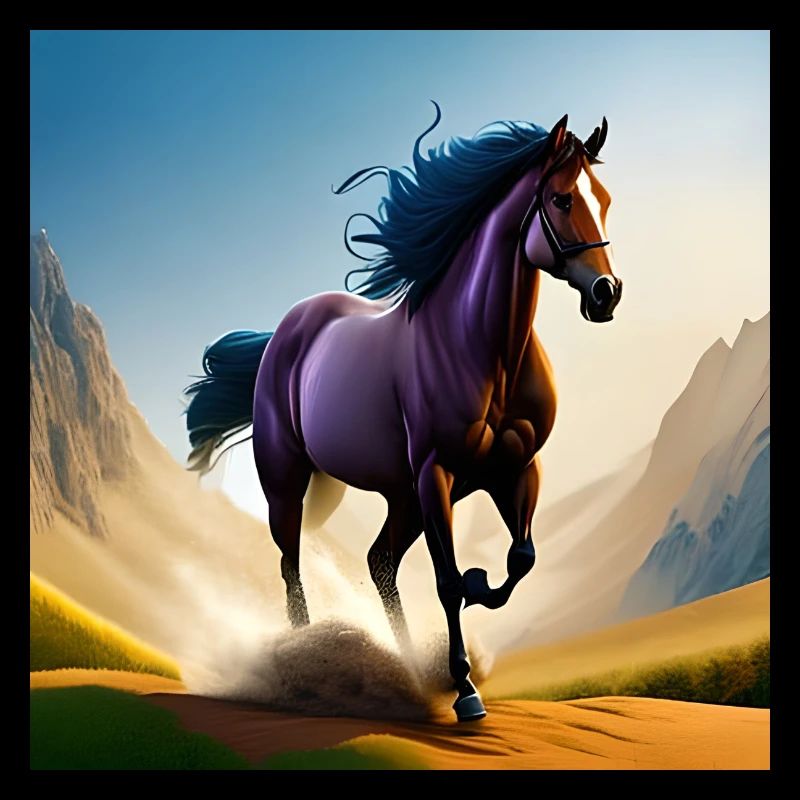 Cheval au galop dans le sable