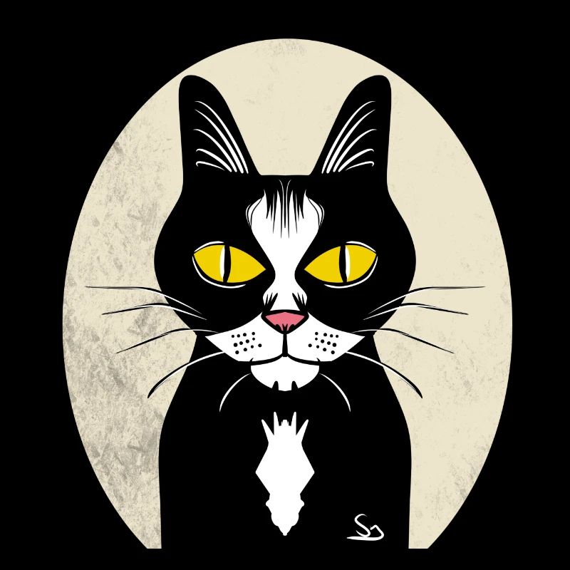 Chat noir dans un cadre classique