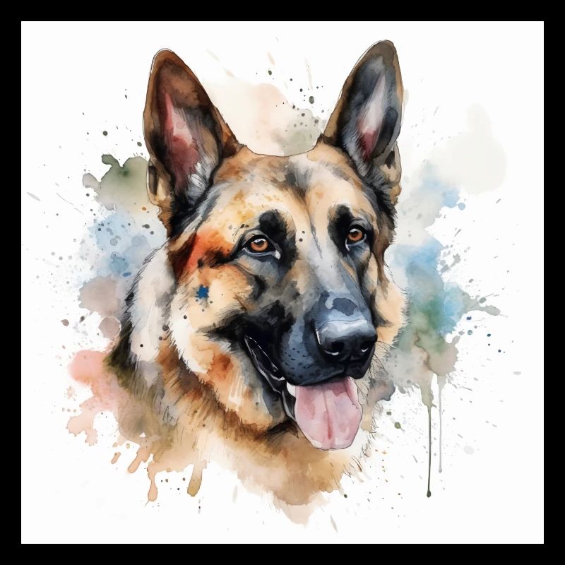 Dog Head German Shepherd, Illustration