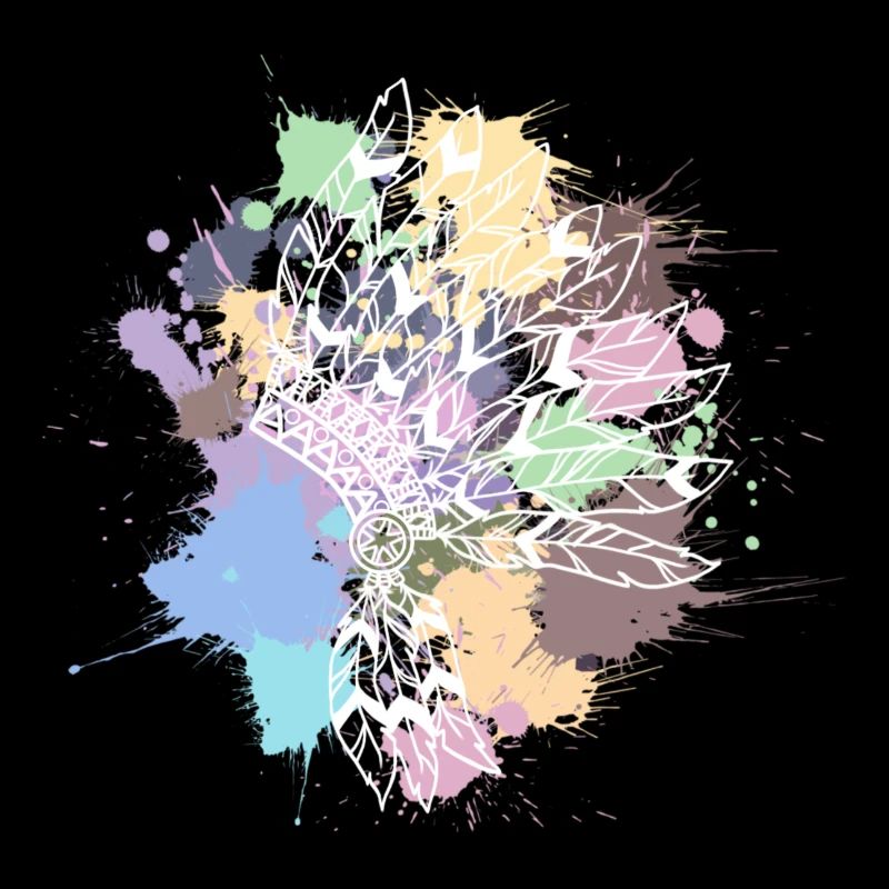 coiffe indienne blanc taches de couleurs pastel