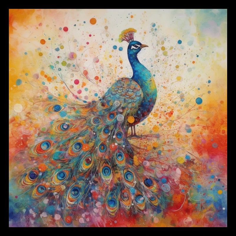 Modern & Colourful Peacock Wall Art by Bodhi