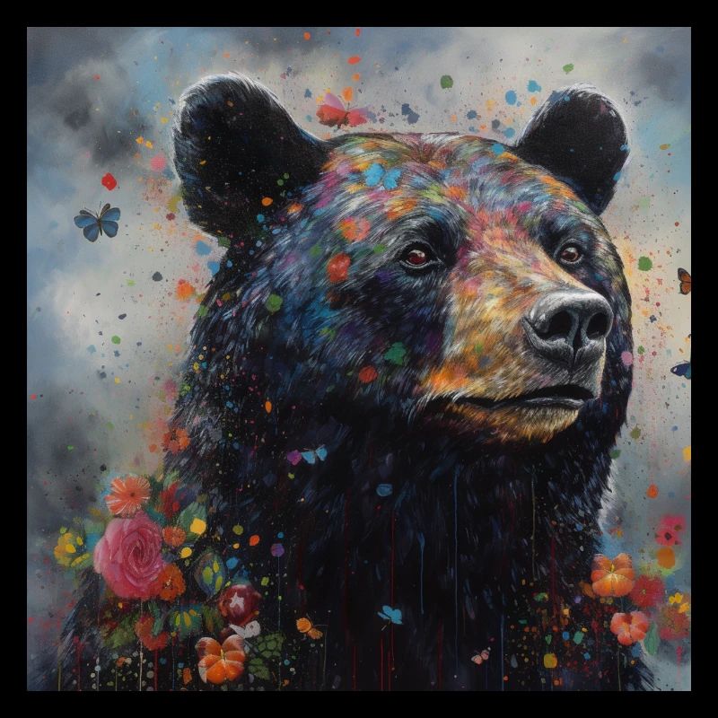 Modern & Colourful Black Bear Wall Art by Bodhi
