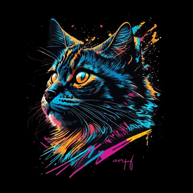 Chat graffiti coloré