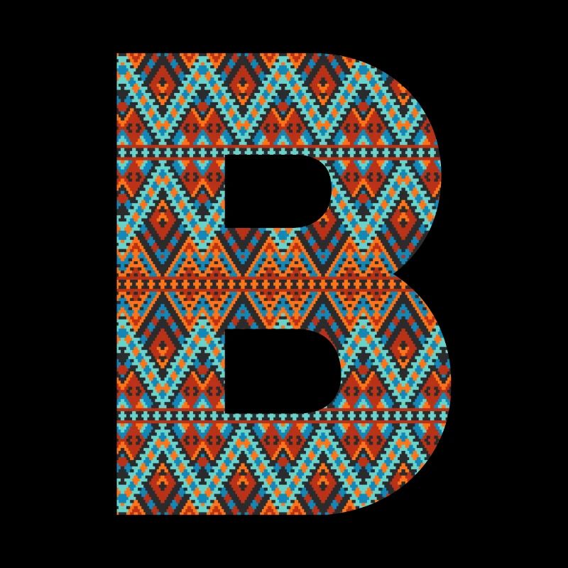 Lettre B- design boho, monogramme coloré