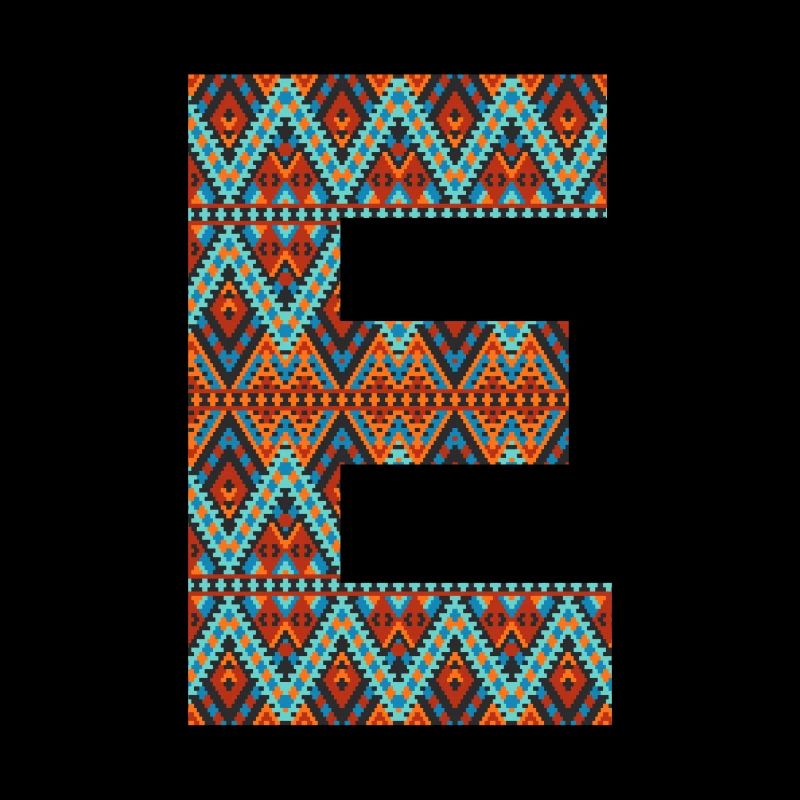 Buchstabe E-Boho-Design, buntes Monogramm