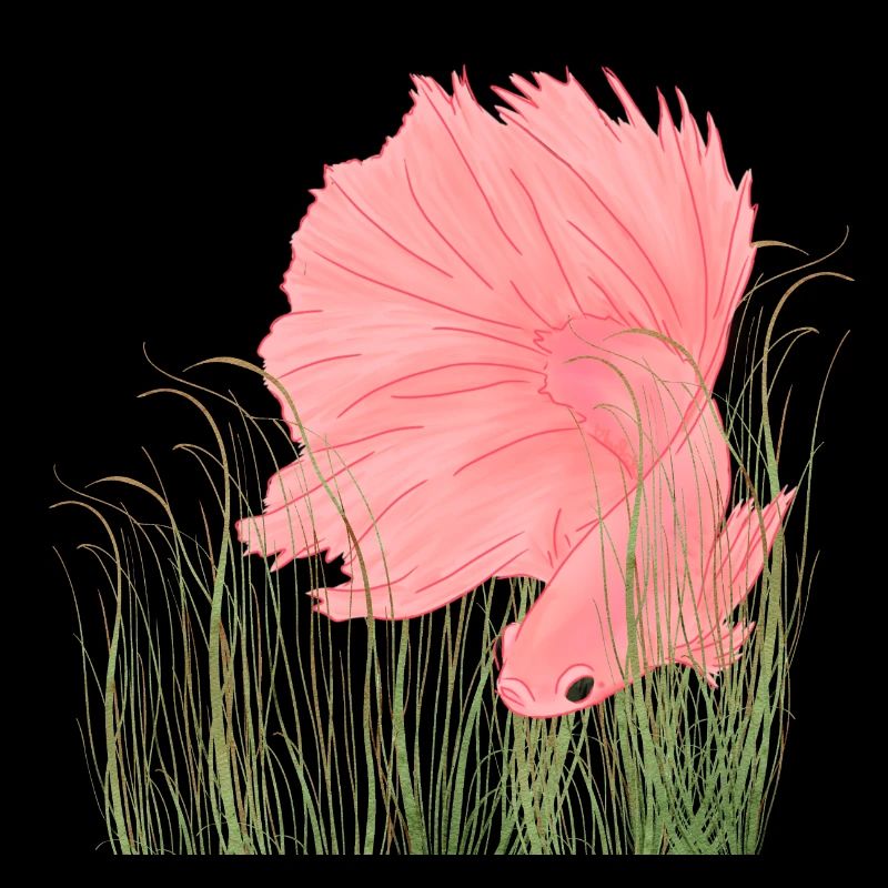 Betta Splendense Halfmoon Left Deep Pink