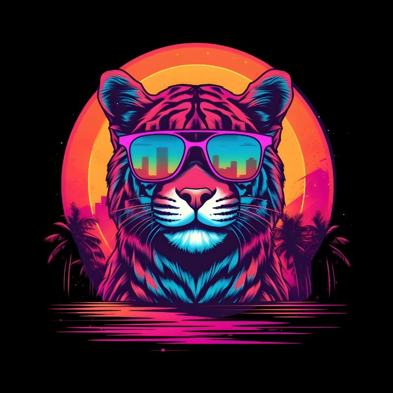 Synthwave Tiger Sunset