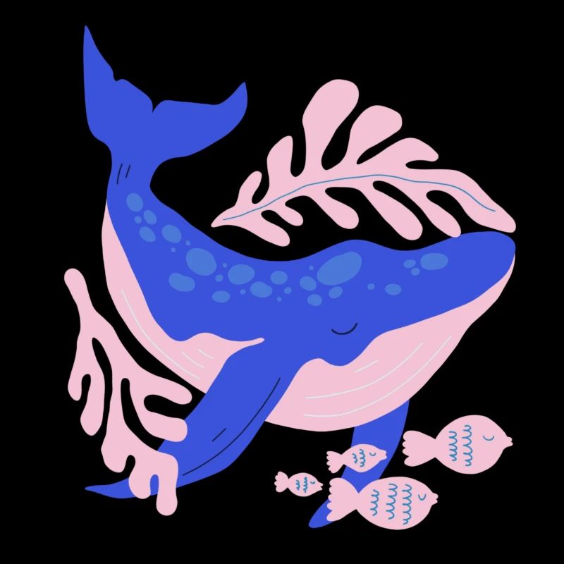 Pink and blue whale