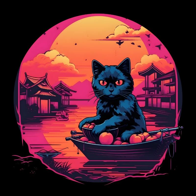 Synthwave black Cat