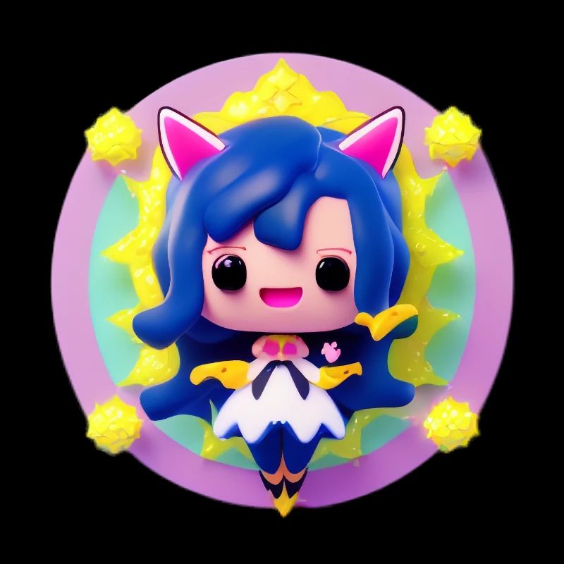 Figur eines blauhaarigen Anime-Mädchens