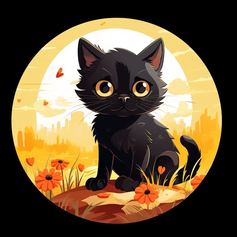 Cute little black cat on summer vacation