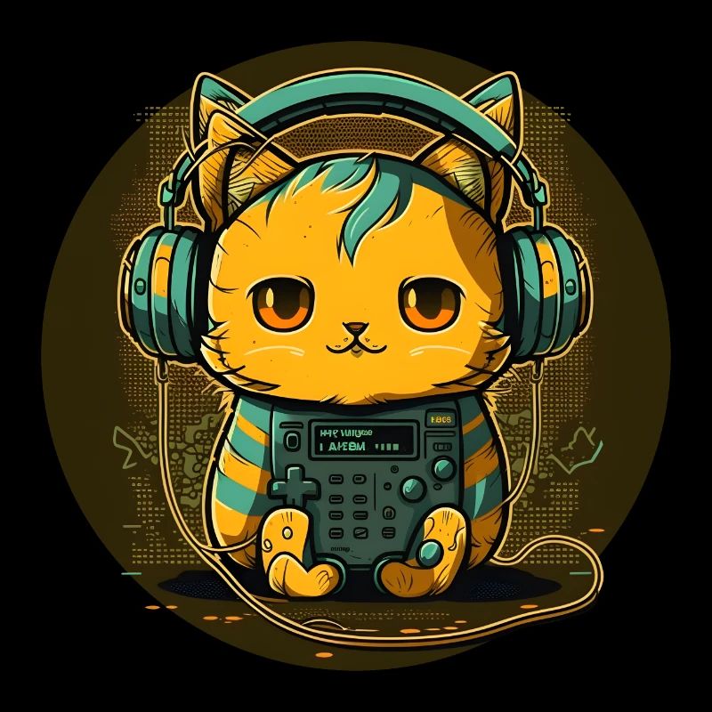 Cyber Cat avec écouteurs