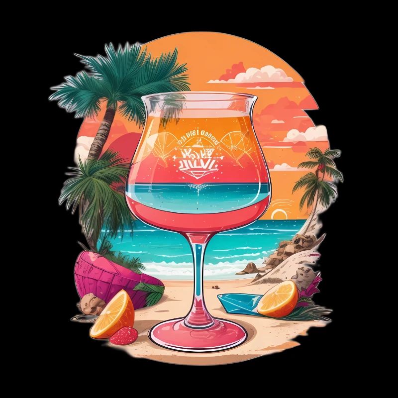 Long Drink Summer Beach Palm Trees