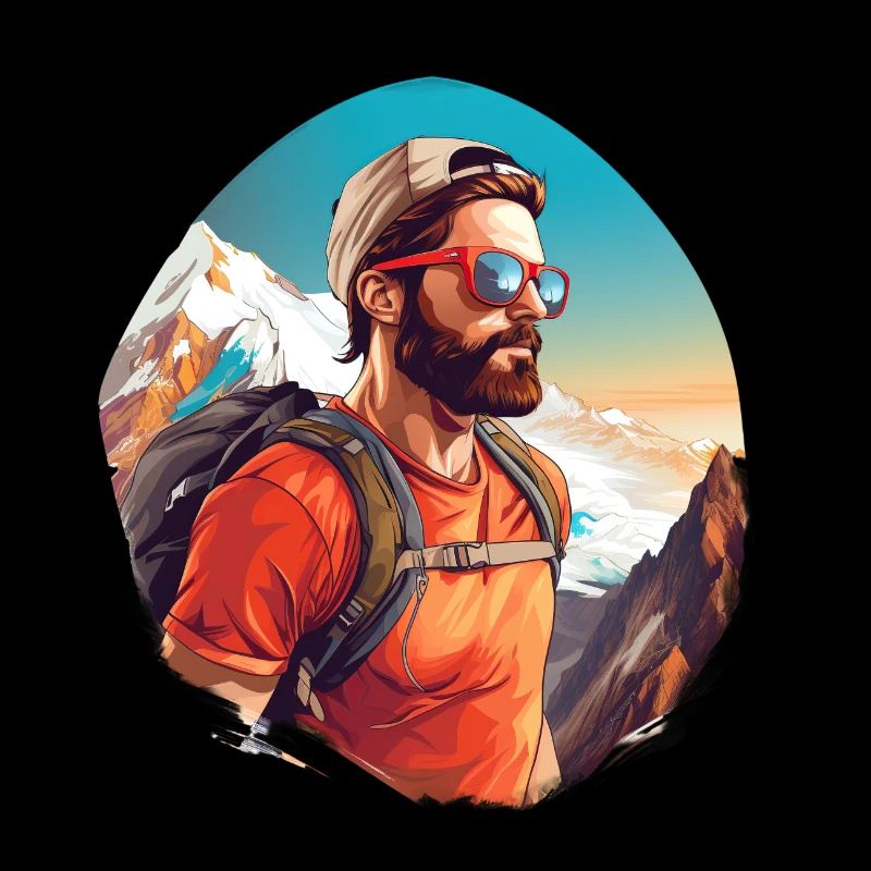 Bergsteiger vintage illustration klettern Mann