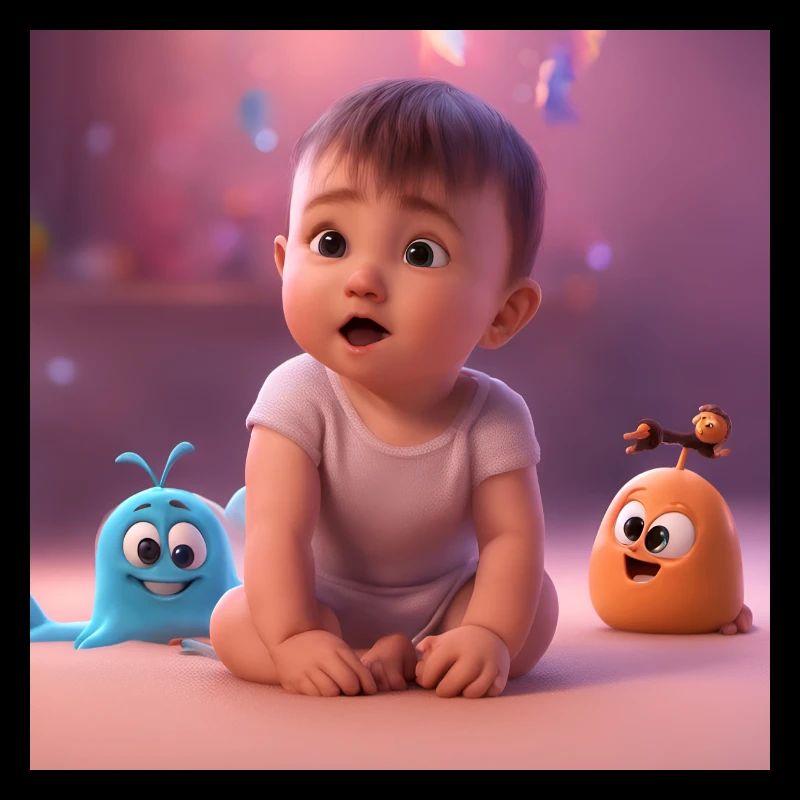 cute baby with creatures