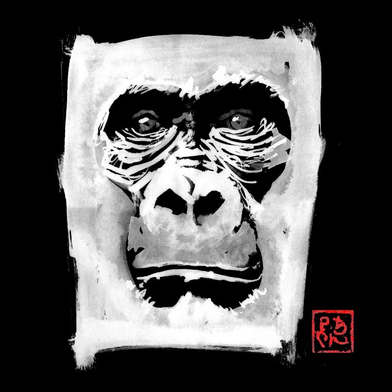 gorilla white in black