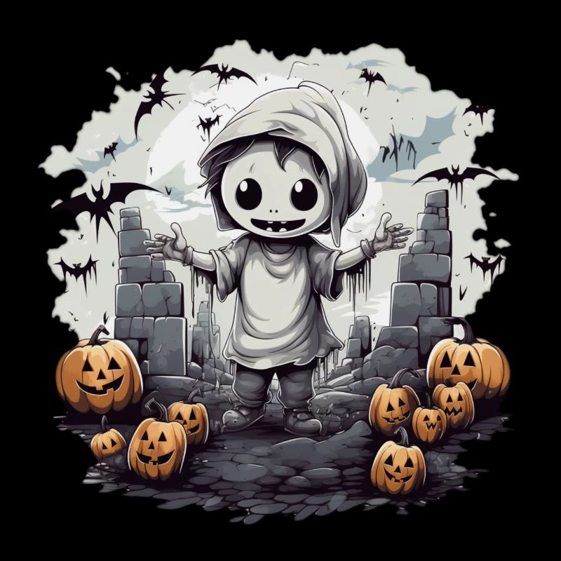 Chemise d’Halloween Chibi Skeleton