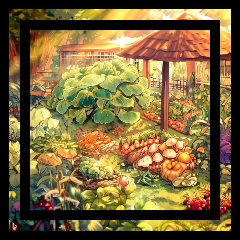 Garden in an anime style plant based power