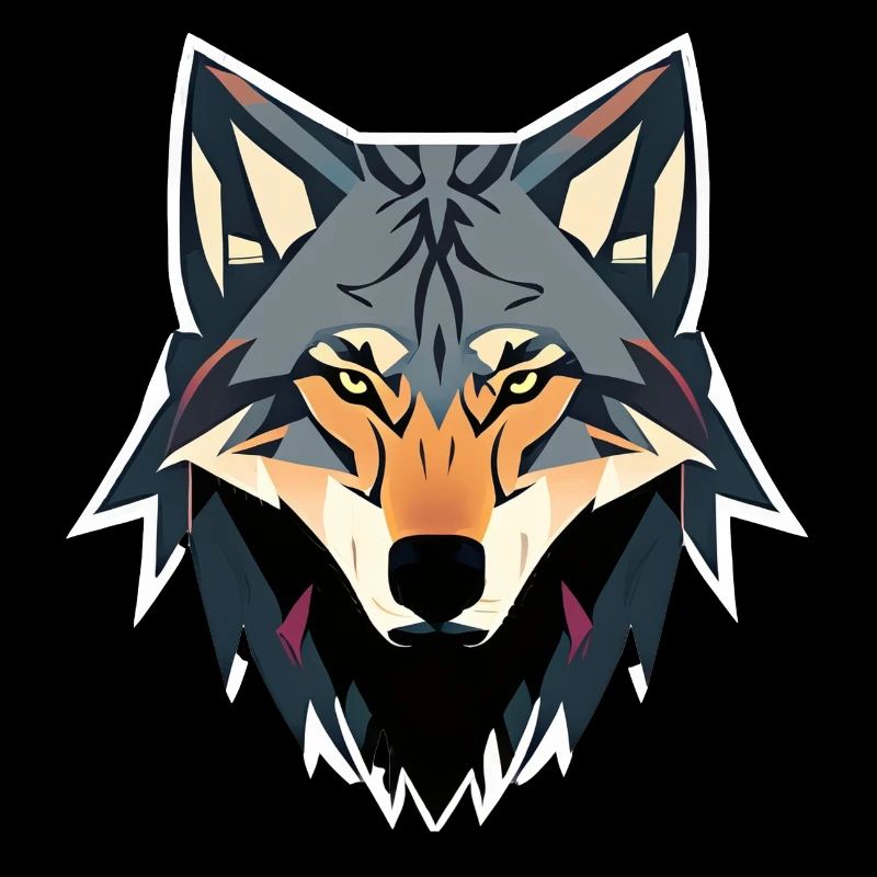 grey wolf face vector look geometric proud strong