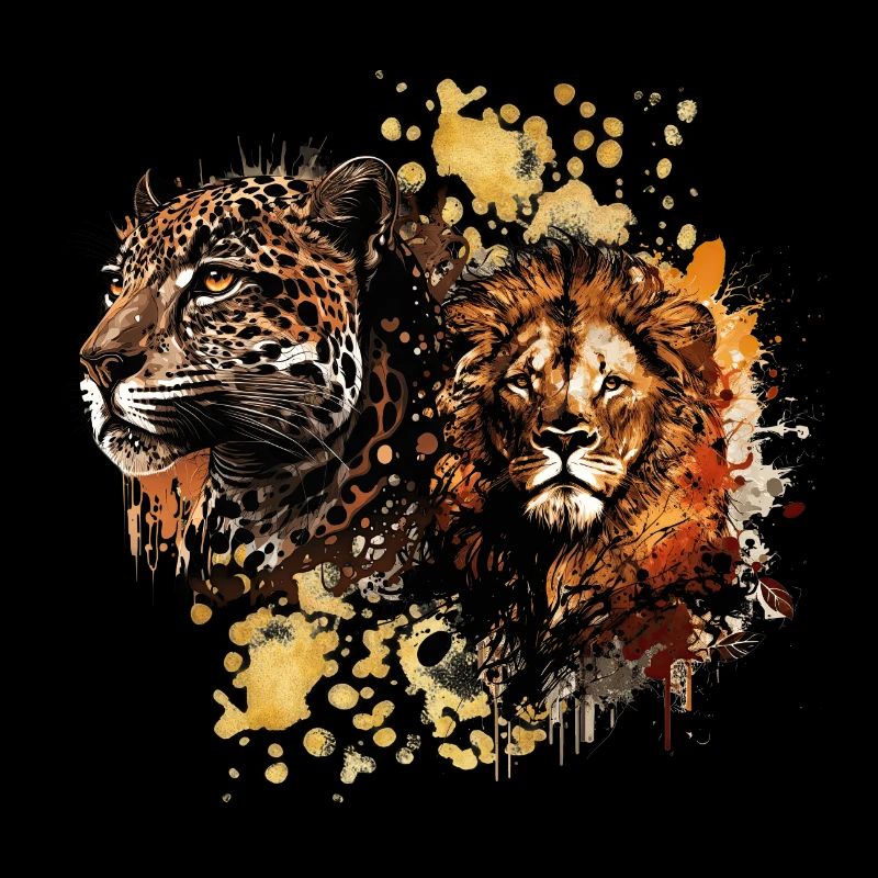 Tableau lion et guépard