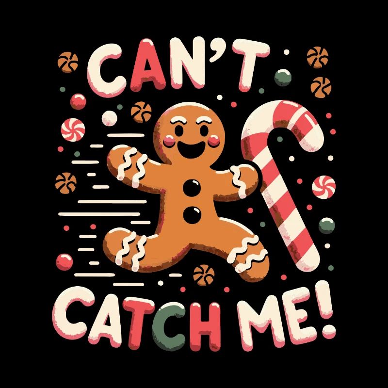 Cant Catch Me - Gingerbread Man Design