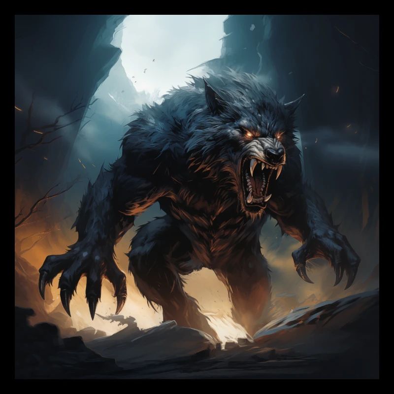 monstre loup-garou classique dans un style comique