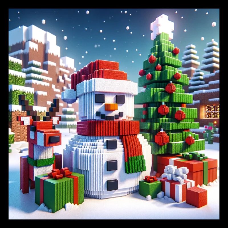 Snowman pixel christmas