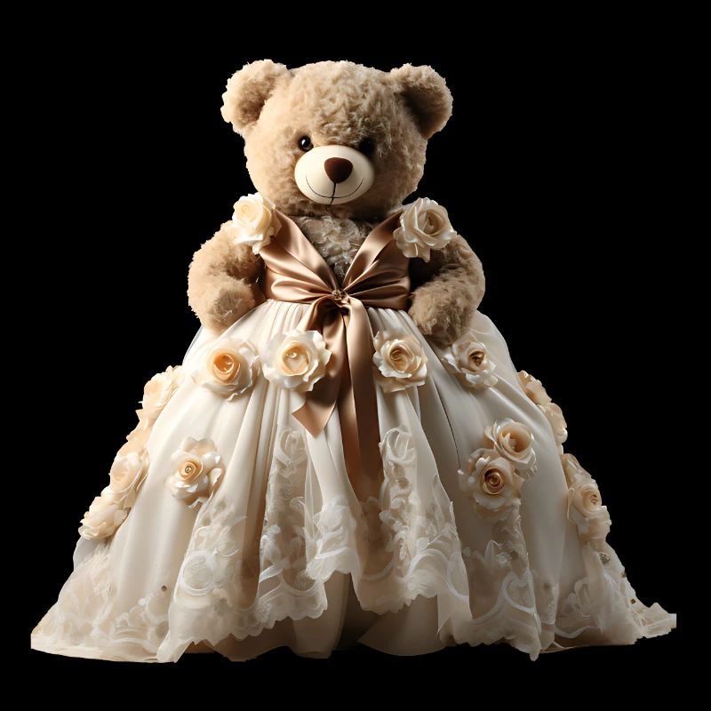 Teddybärin im Hochzeitskleid
