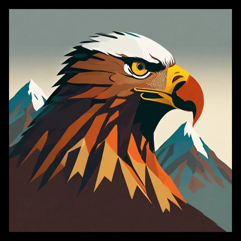Eagle's head with mountain