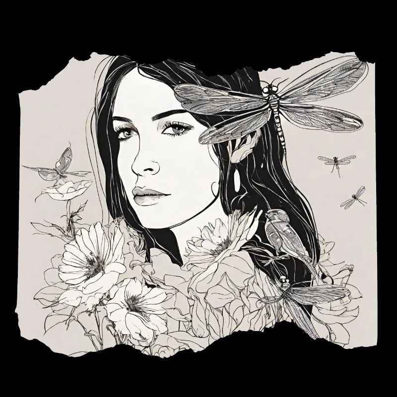 Fille avec libellule dans les cheveux