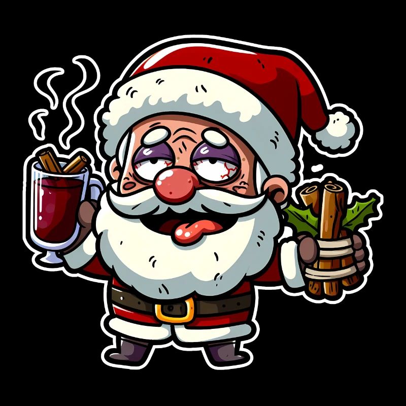 Contemplative Christmas gnome with mulled wine