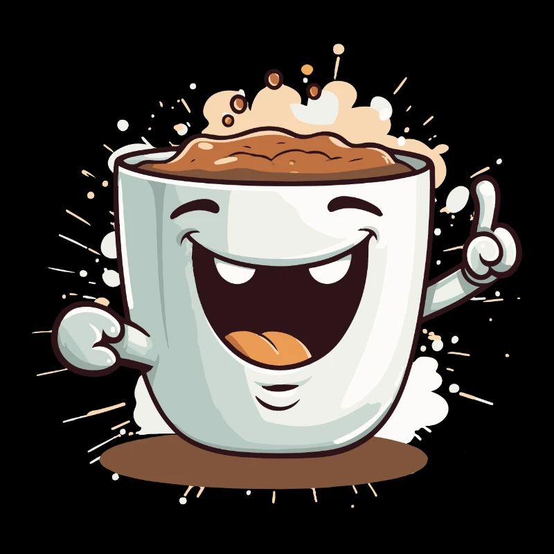 Coffee Cup White Cheerful Funny Cute Face