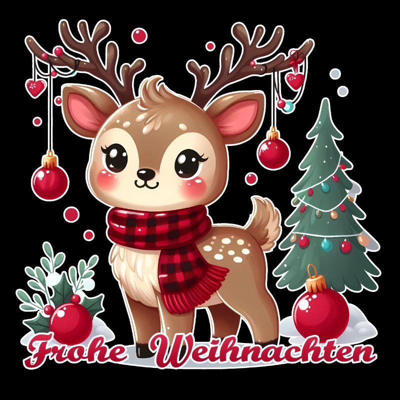 Renne avec décorations de Noël - Joyeux Noël