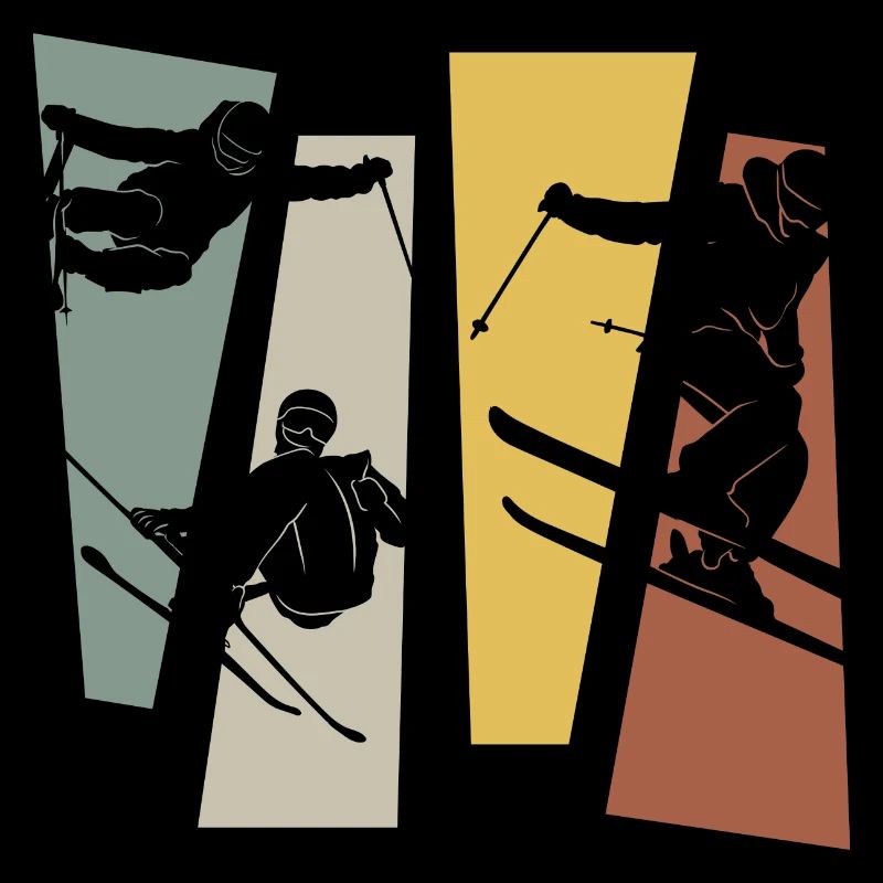 Vintage Retro Skiing