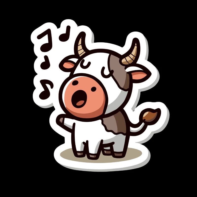 Cute Singing Cow Illustration