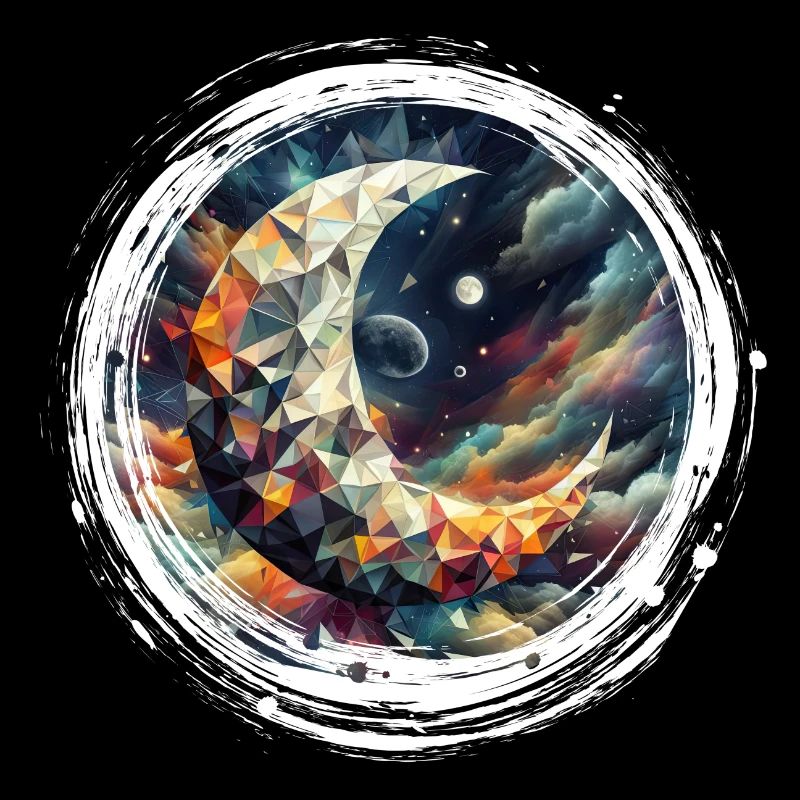 Moon Vector Triangles Space Nebula