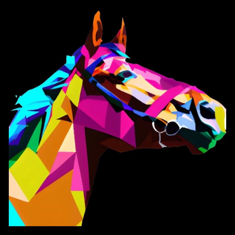 Coloré Pop Art chevaux Portrait équitation polygone