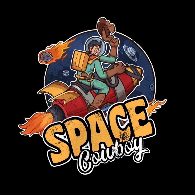 Astronaute Cowboy De L’espace Sur Fusée