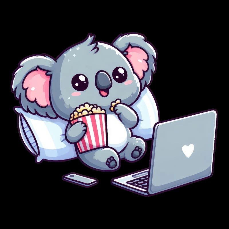 Cute koala bear watching a series.