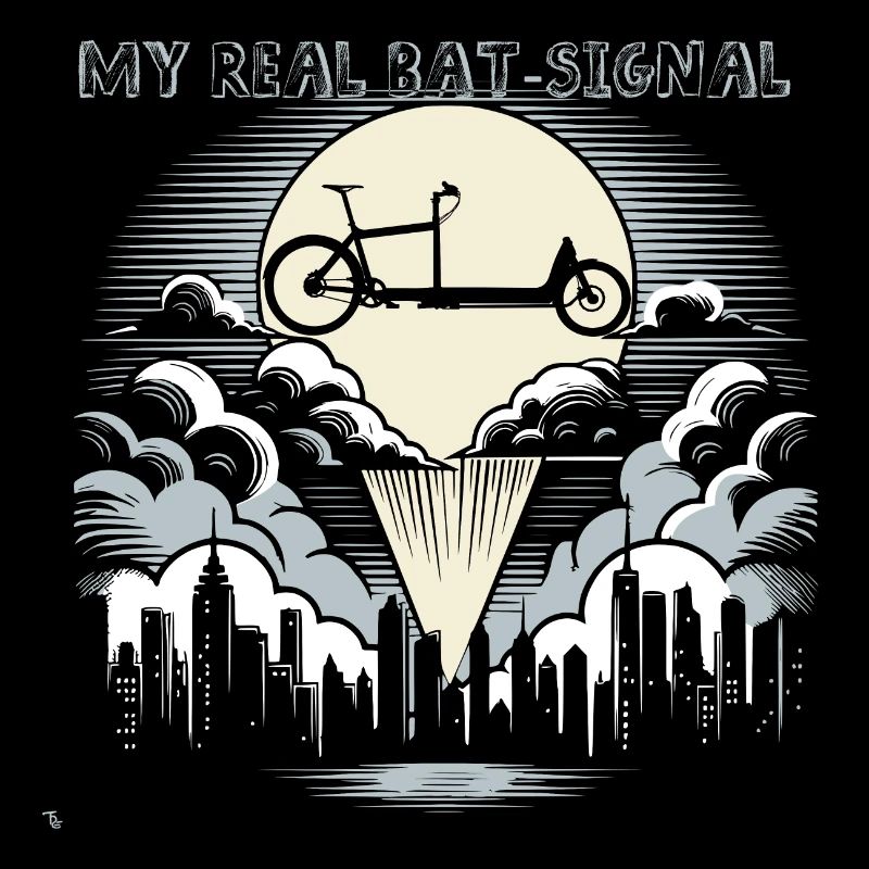 Vélo cargo dans le style Bat-Signal, vélo cargo