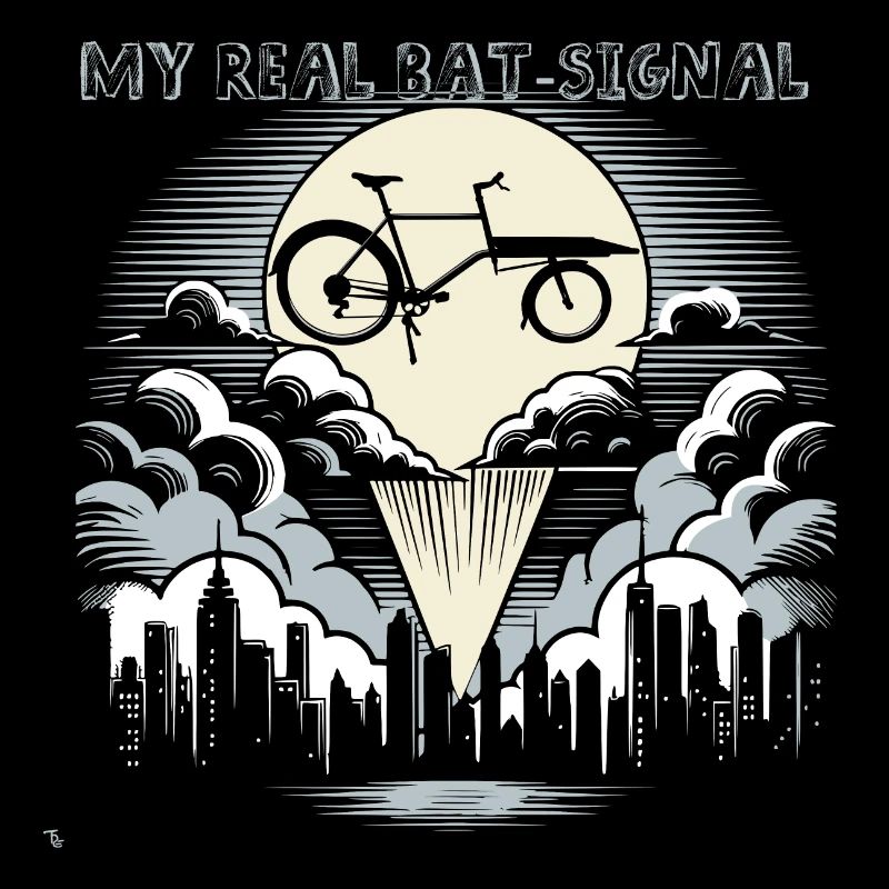 Vélo cargo dans le style Bat-Signal, vélo cargo