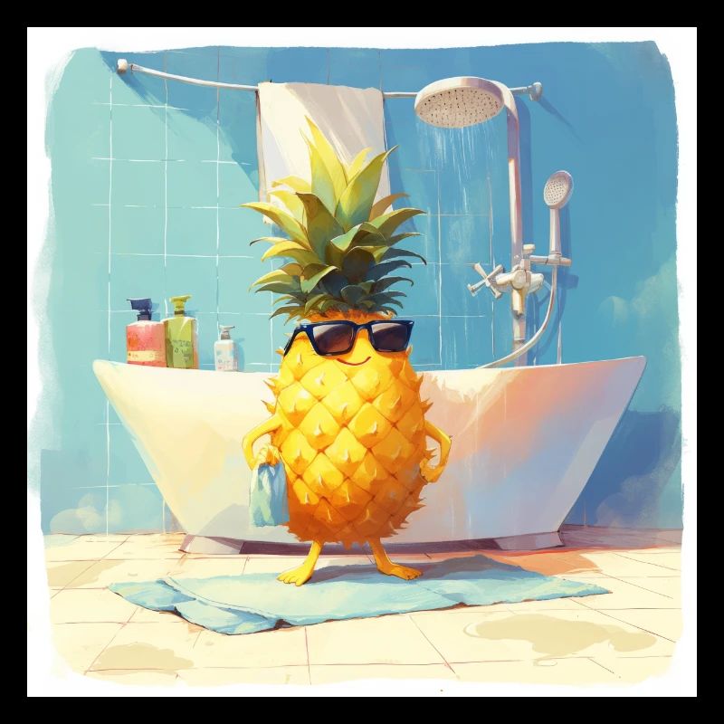 Drôle d’ananas prend une douche