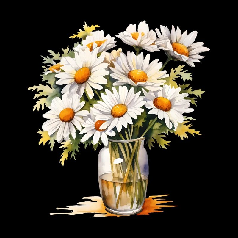 Spring’s Embrace: Hand-Painted Daisy Bouquet Tee