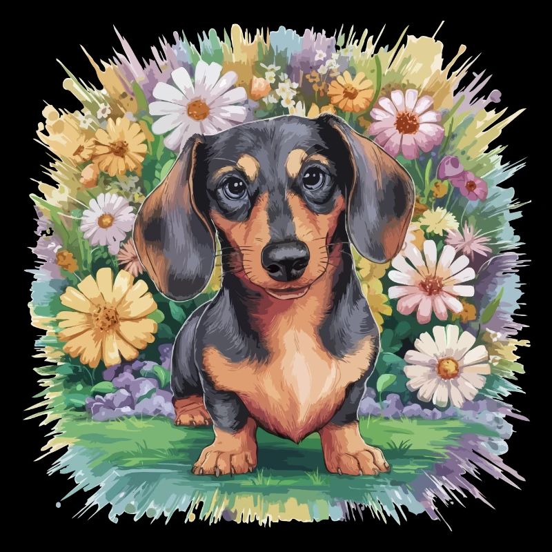 Teckel à fleurs