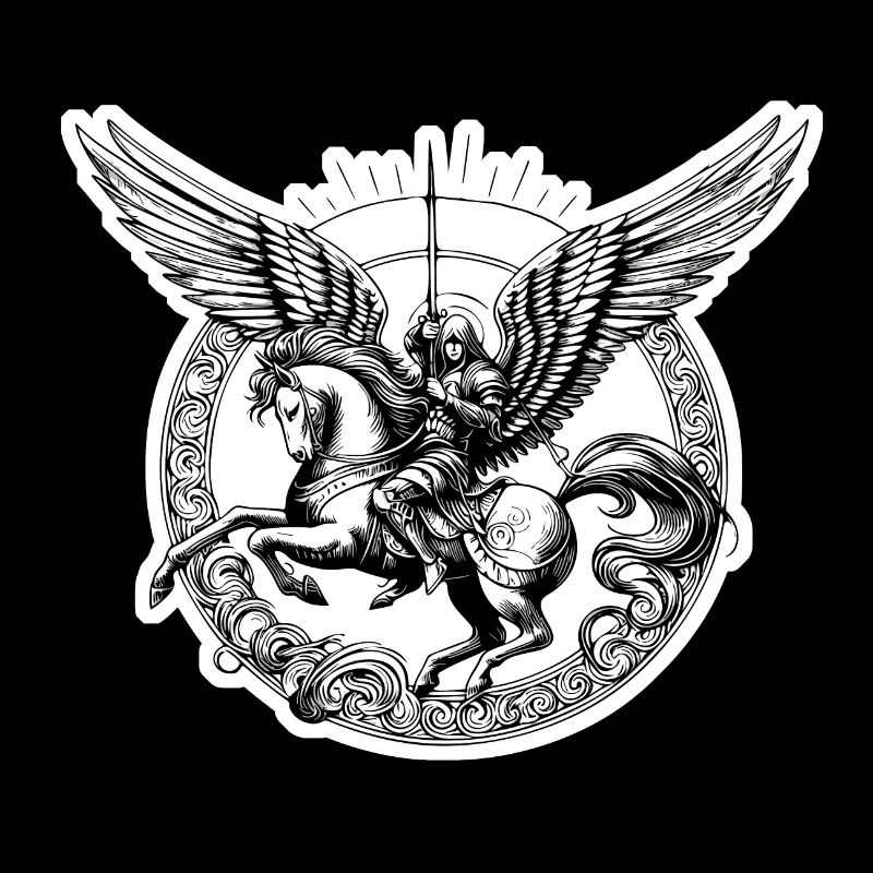 ein Engel, der mit einem Schwert bewaffnet ist
