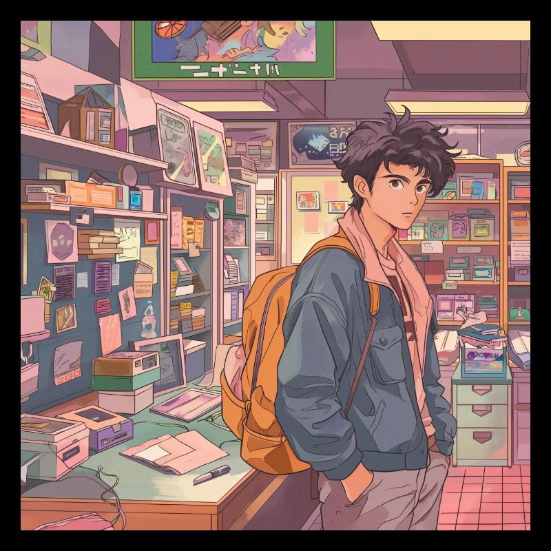 Années 80 Anime Guy Calmant Impression de mode de haute qualité
