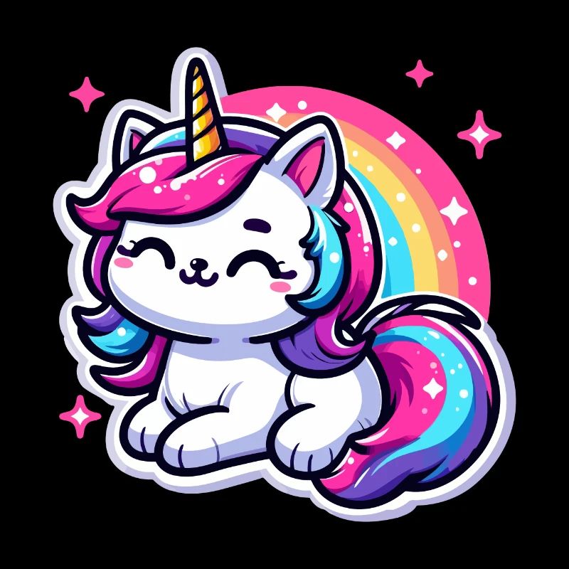 Chat licorne arc-en-ciel