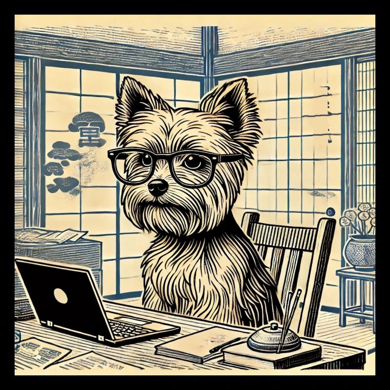 Bureau japonais Ukijo e Style Yorkshire Terrier